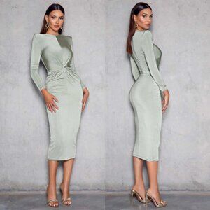New! Elle Zeitoune Penny Midi Dress Mint Green Large nwt 26350